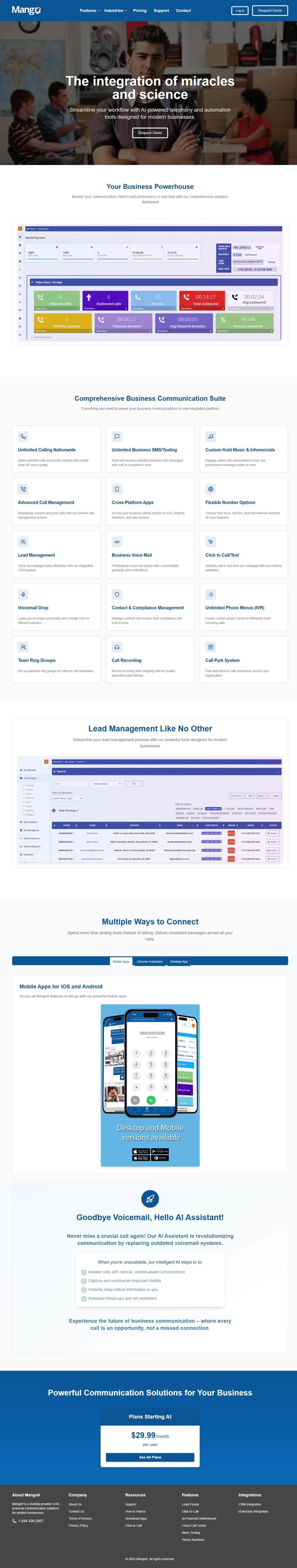Mango9 AI-powered Cloud Telecom, Cloud PBX, VoIP, SIP Trunking, Lead Fusion, Click to Call, Advanced Dialing Solutions